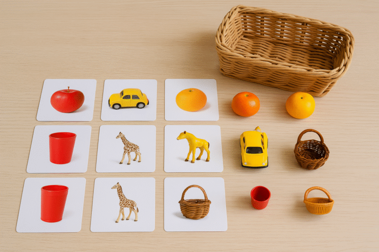 Aprenda a criar jogos de correspondência Montessori com objetos e imagens reais. Estimule linguagem, foco e lógica em crianças de forma lúdica.