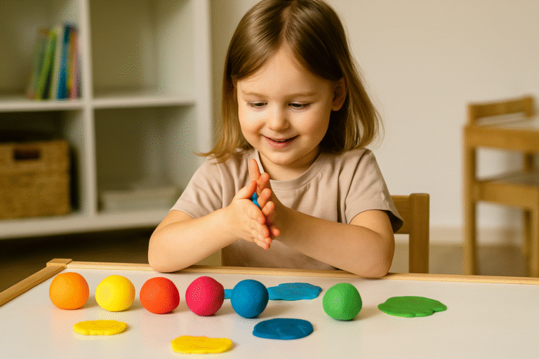 Atividades Montessori com Argila Colorida para Coordenação Motora